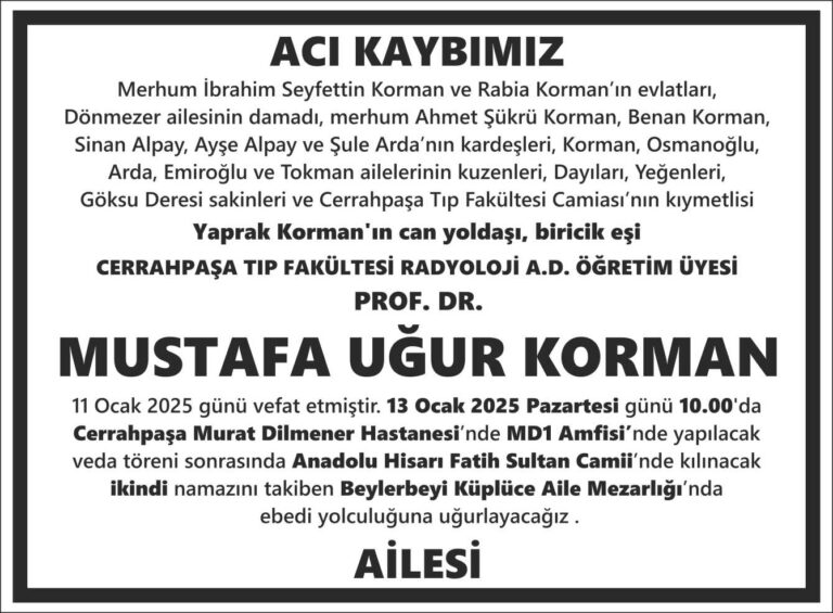 Gazete vefat ve taziye ilanı örneği
