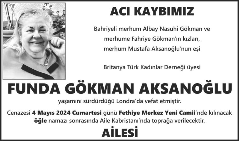 Yatay ölçülü acı kaybımız gazete ilanı örneği