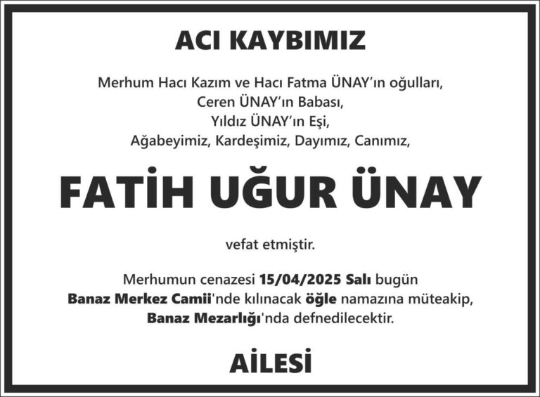 Acı kaybımız gazete ilanı metin ve tasarım örneği