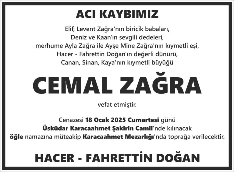 Acı kaybımız başlıklı gazete ölüm ilanı örneği