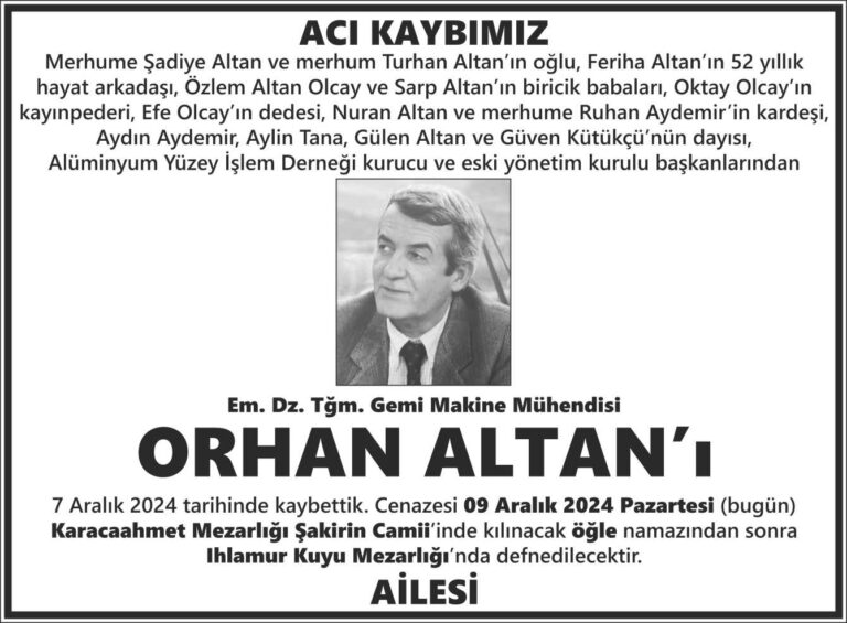 Gazetede yayımlanan vefat ilanı örneği